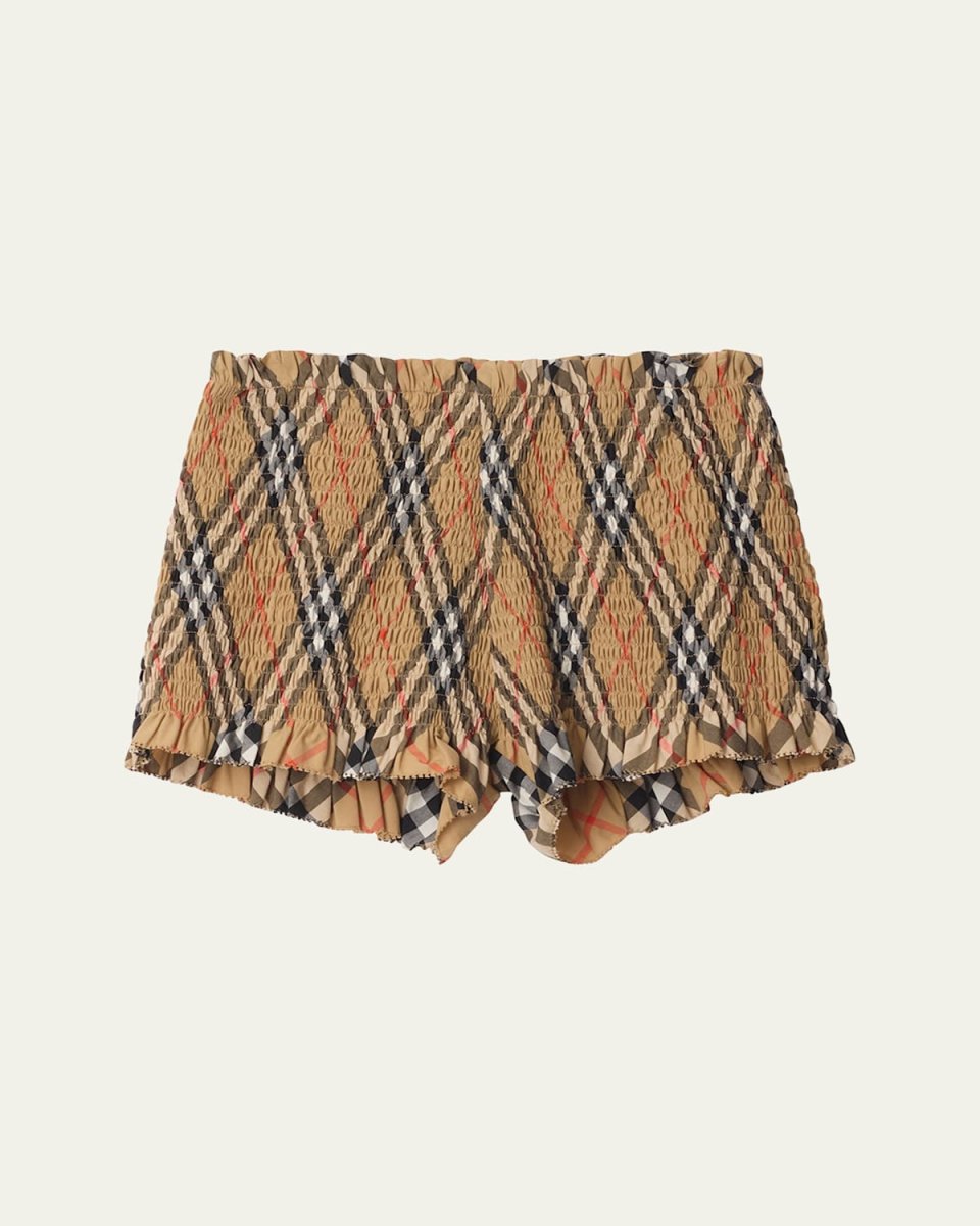 Girl's Remy Smocked Check Shorts, Size 3-